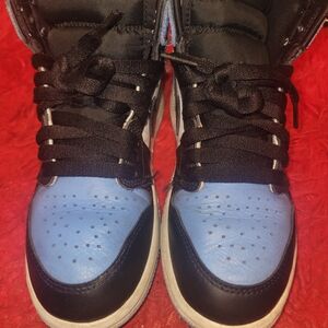 Black and Blue High-Top Sneakers